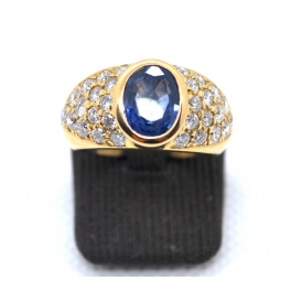 Bague Or jaune avec Saphir et Diamants