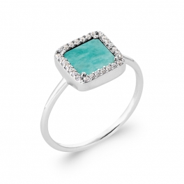 Bague en Argent avec Amazonite et Oxydes de zirconium