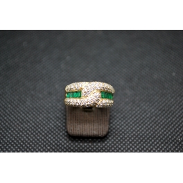 Bague d'occasion Or Jaune Emeraudes et Diamants