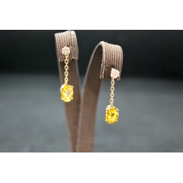 Boucles d'oreilles en Or Jaune Saphirs et Diamants