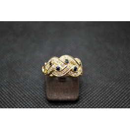Bague en Or Jaune Saphirs et Diamants