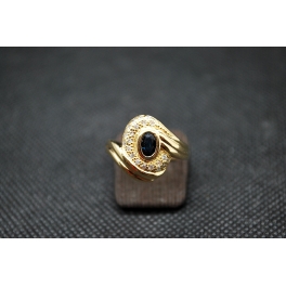 Bague en Or Jaune Saphir et Diamants