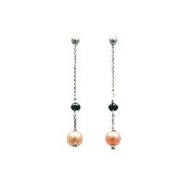 Boucles d'oreilles perles et Diamant
