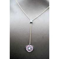 Collier Or Blanc et Or Rose Diamants et Spinelles Rouges