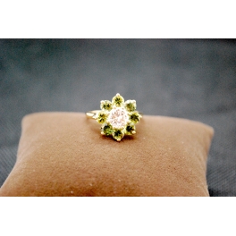 Bague Or Jaune Diamant et Saphirs Verts