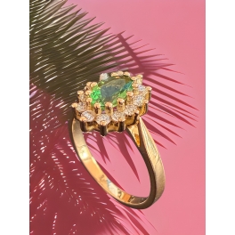 Bague Or Jaune Tsavorites et Diamants