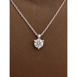 Collier solitaire or blanc et diamant