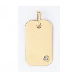 Pendentif PLAQUE &agrave; GRAVER en OR et DIAMANT