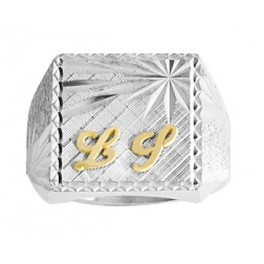 Chevali&egrave;re en ARGENT avec Initiales en OR