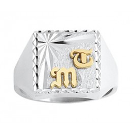 Chevali&egrave;re en ARGENT avec Initiales en OR
