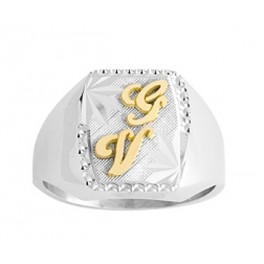 Chevali&egrave;re en ARGENT avec Initiales en OR