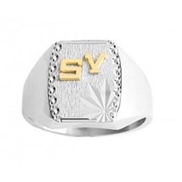 Chevali&egrave;re en ARGENT avec Initiales en OR