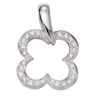 Pendentif Tr&egrave;fle en OR et DIAMANT