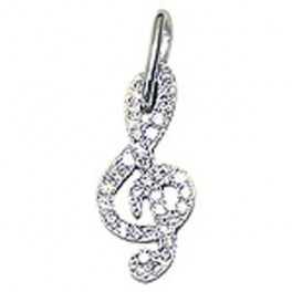 Pendentif Cl&eacute; de Sol en OR et DIAMANT