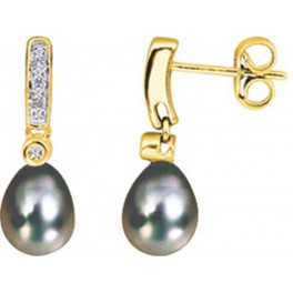 Boucles d'Oreilles en OR avec PERLE de TAHITI