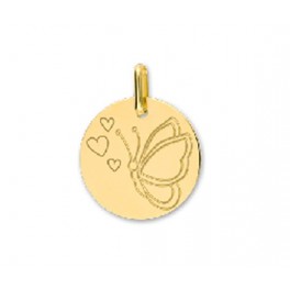 M&eacute;daille en OR motif PAPILLON