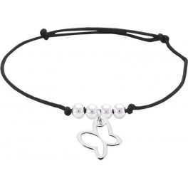Bracelet Cordon avec breloque Papillon en Argent