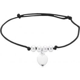 Bracelet Cordon avec breloque Coeur en Argent