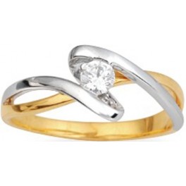Bague Bi-colore en OR avec Oxyde de Zirconium