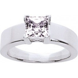 Solitaire Oxyde de Zirconium "Princesse" en Argent