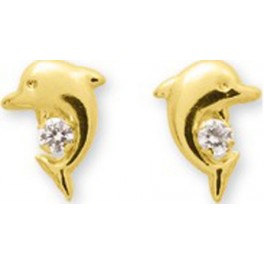 Boucles d'oreilles Dauphin en OR et Oxyde de Zirconium