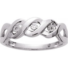 Demi-Alliance en Argent et Diamants