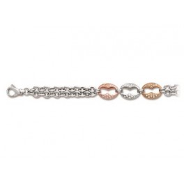 Bracelet maille Fantaisie en Argent avec motifs Grain de Caf&eacute; et Oxydes de Zirconium