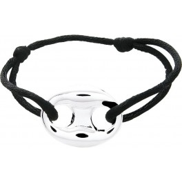 Bracelet cordon avec Grain de Caf&eacute; en Argent