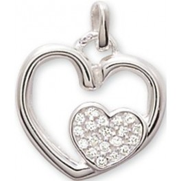 Pendentif Coeur en Argent et Oxydes de Zirconium