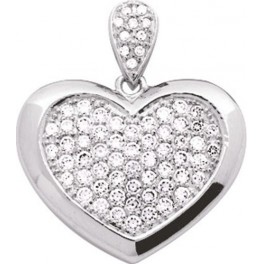 Pendentif Coeur en Argent et Oxydes de Zirconium