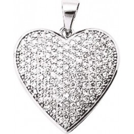 Pendentif Coeur en Argent et Oxydes de Zirconium