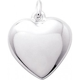 Pendentif Coeur bomb&eacute; en Argent Massif Rhodi&eacute;