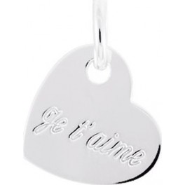 Pendentif Coeur "Je t'aime" en Argent Massif Rhodi&eacute;