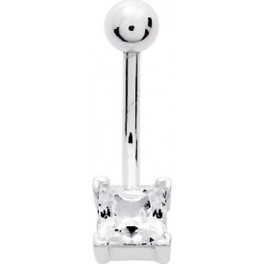 Piercing de Nombril en Argent avec Oxyde de Zirconium Carr&eacute;