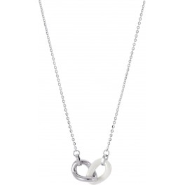 Collier Acier et C&eacute;ramique Blanche
