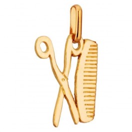 Pendentif CISEAUX + PEIGNE de coiffure en OR