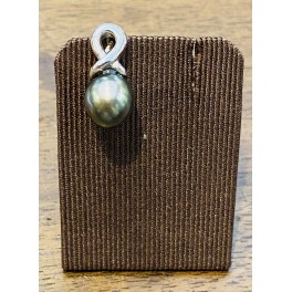 Pendentif or blanc et Perle de Tahiti