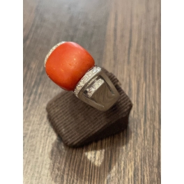 Bague OR Blanc Cornaline et Diamants